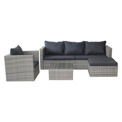 Tolga 5-Piece Wood Patio Conversation Set with Beige Cushions