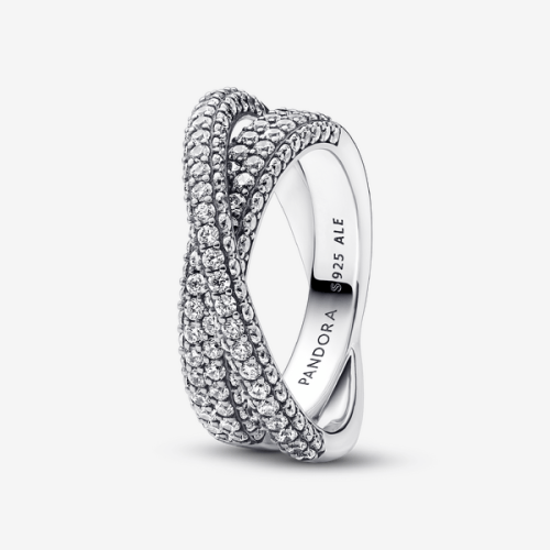 Pandora Timeless Pav Crossover Dual Band Ring