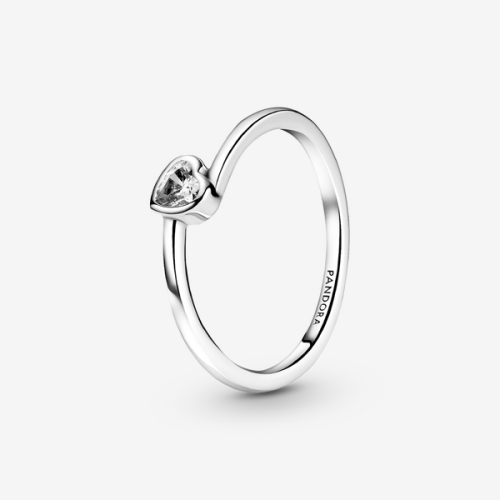 Pandora FINAL SALE Clear Tilted Heart Solitaire Ring