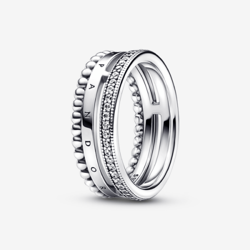 Pandora FINAL SALE Pandora Signature Logo Pav Beads Ring