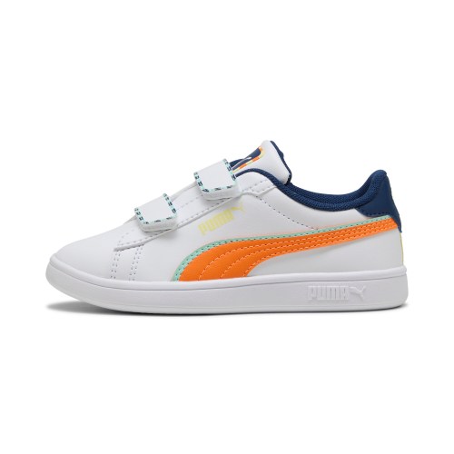 PUMA Smash 3.0 Playdate Little Kids Easy On Sneakers in White, Size 13
