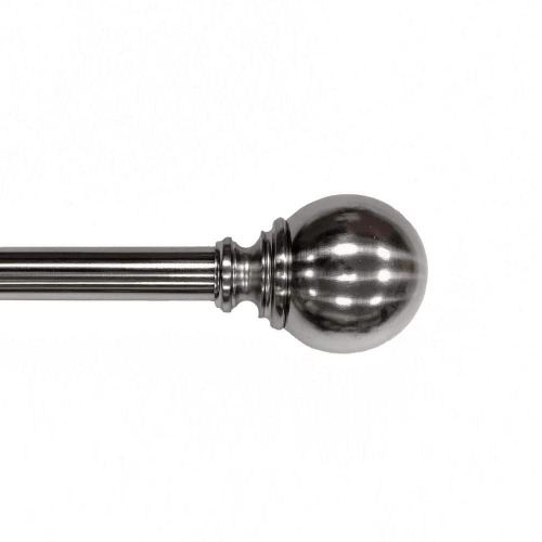 36 in. – 72 in. Telescoping Single Curtain Rod 1 in. Dia in Brushed Nickel with Ball Finials