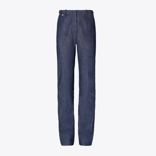 Tory Burch Ankle-Zip Cotton Jean