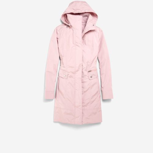 Cole Haan Womens Signature Packable Hooded Rain Jacket Blue