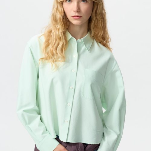UNIQLO Womens Oxford Boxy Cropped Shirt