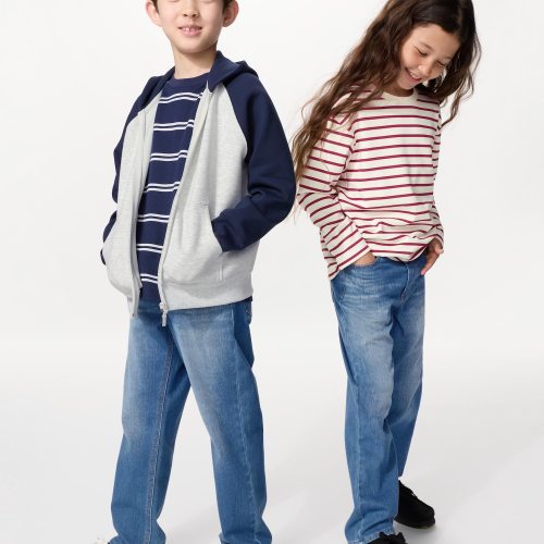UNIQLO Kidss Jersey Regular Jeans, Blue, 3-4Y