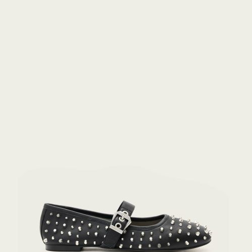 AllSaints Womens Sabine Woven Leather Flats