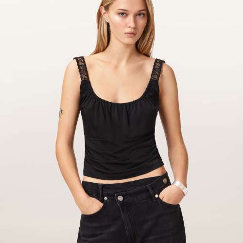 AllSaints Womens Slim Fit Top, Black