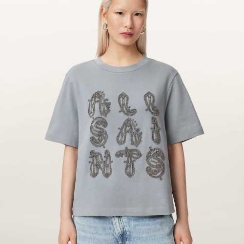 AllSaints Womens Lisa Boxy T-Shirt, Blue