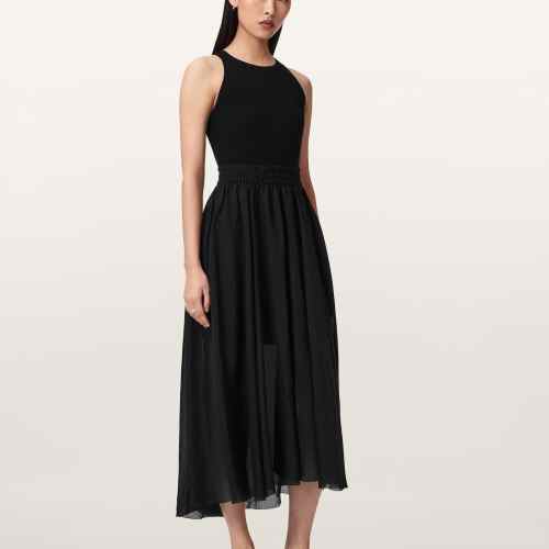 AllSaints Womens Asymmetric Midi Dress