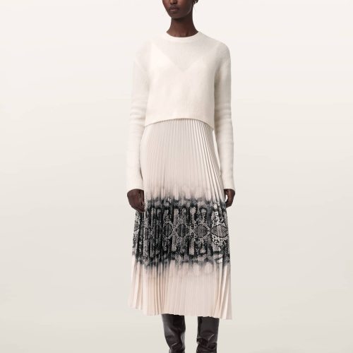 AllSaints Womens Curtis Ophis 2-in-1 Dress, White