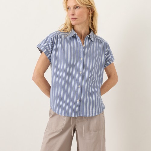 Organic All Day Poplin Easy Shirt by Pact in Stripe Fair Trade, Womens