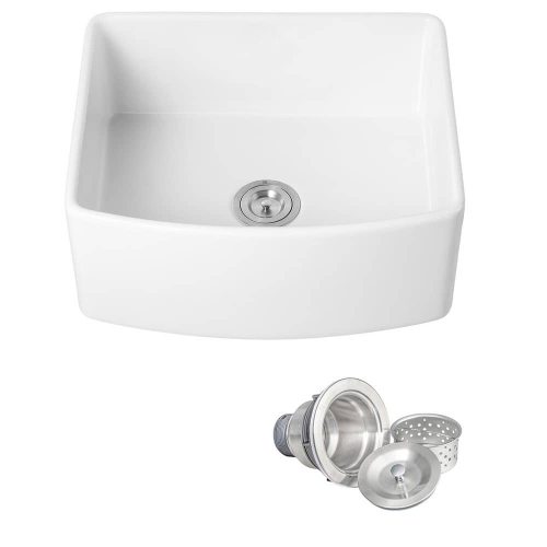 in. Single Bowl Kitchen Sink with Basket Strainer