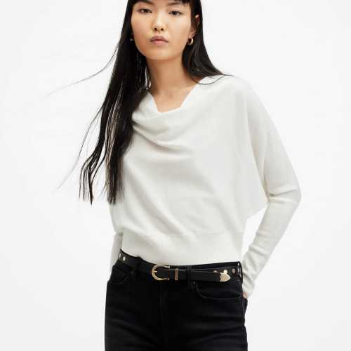 AllSaints Womens Jas Lightweight Fitted Sweater, White