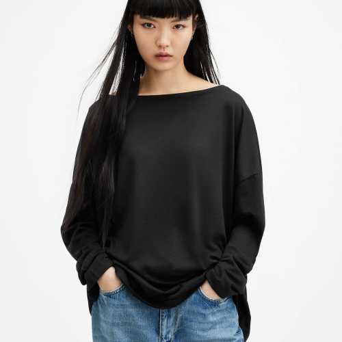 AllSaints Womens Athea Rita Sheer T-Shirt, Black