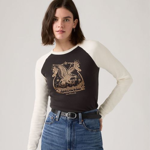 Levis Graphic Logo Essential Raglan Long-Sleeve T-Shirt – Womens M