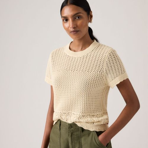 Levis Isabelle Crochet Short Sleeve Sweater – Womens XS